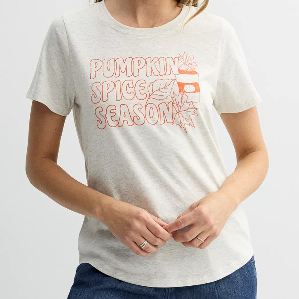 Mighty Fine Pumpkin Spice Season Graphic Tee NWT Womens S Small